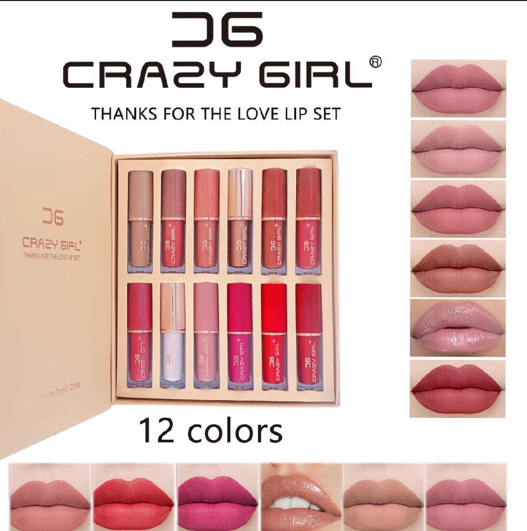 Crazy Girl - 12 Matte Colors Liquid Lipstick Box - 2.5ml*12pcs