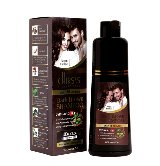 Chirs`S Professional Hair Color Shampoo With Argan Extract- 200ml - Dark Brown