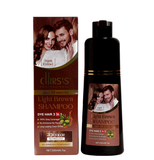 Chirs`S Professional Hair Color Shampoo With Argan Extract- 200ml - Light Brown